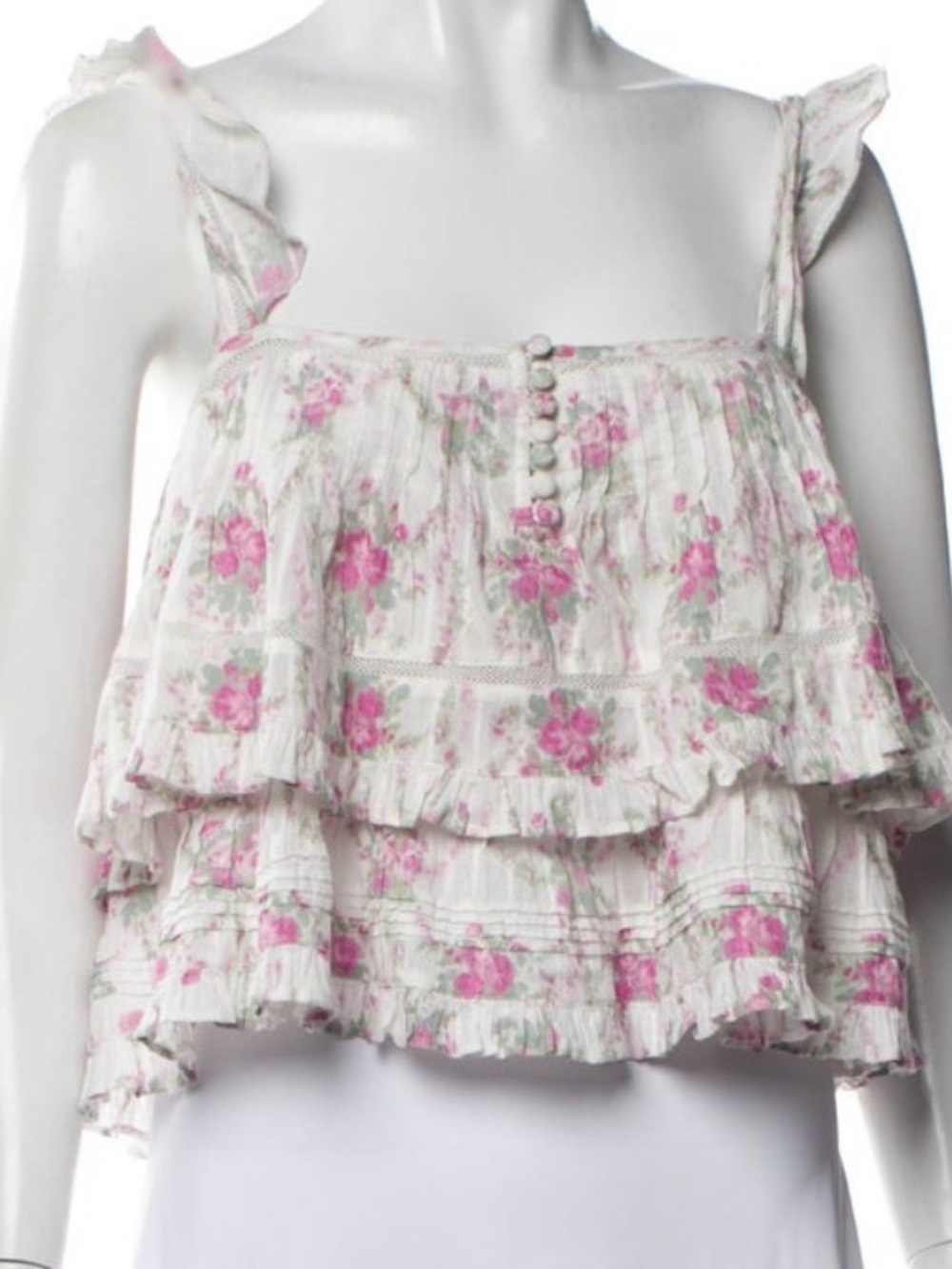 LoveShackfancy M Floral Tiered Ruffle Women's
Top - Pink/White